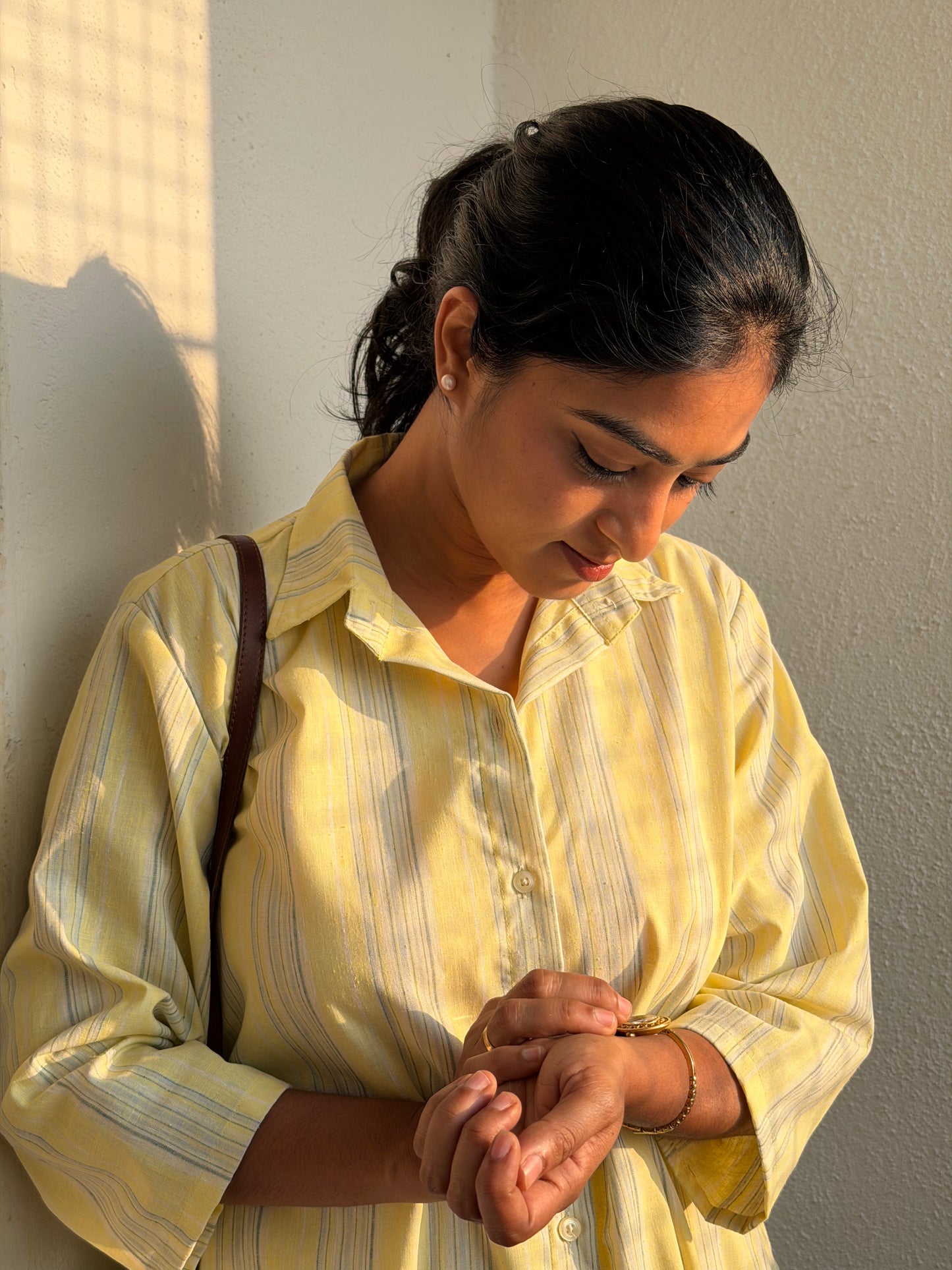 Yellow Stripe – Lumière Workday Shirt Dress