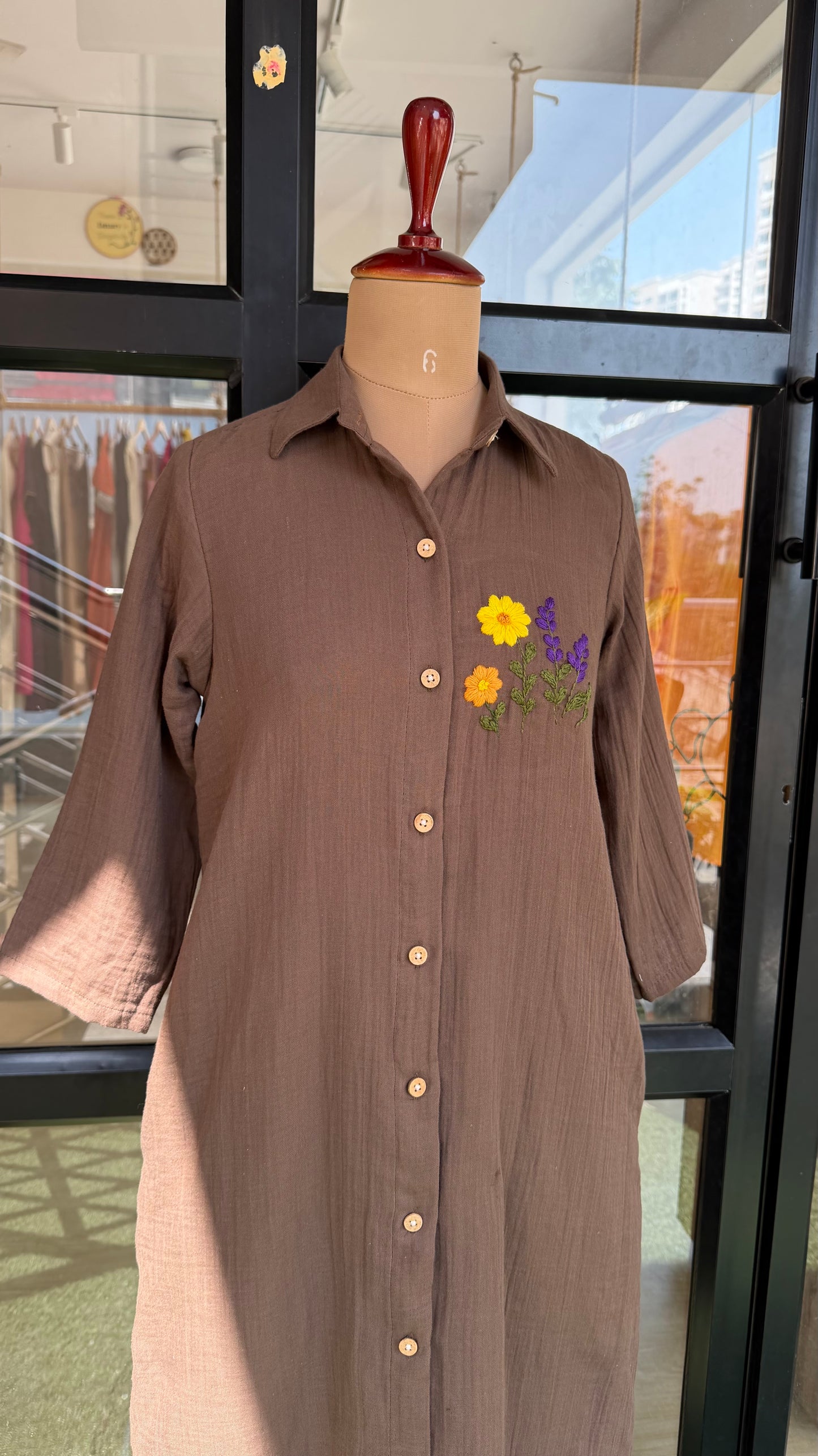 Mocha Meadow Shirt Dress