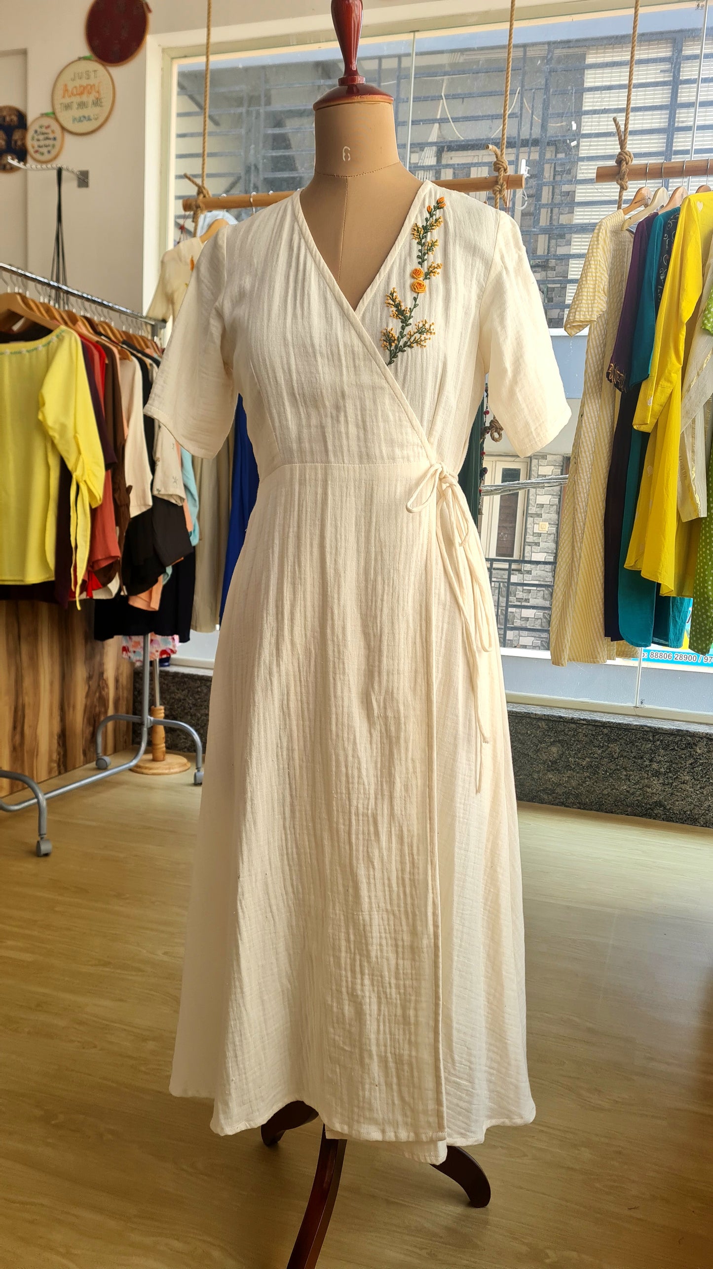 Ivory Meadow Wrap Dress