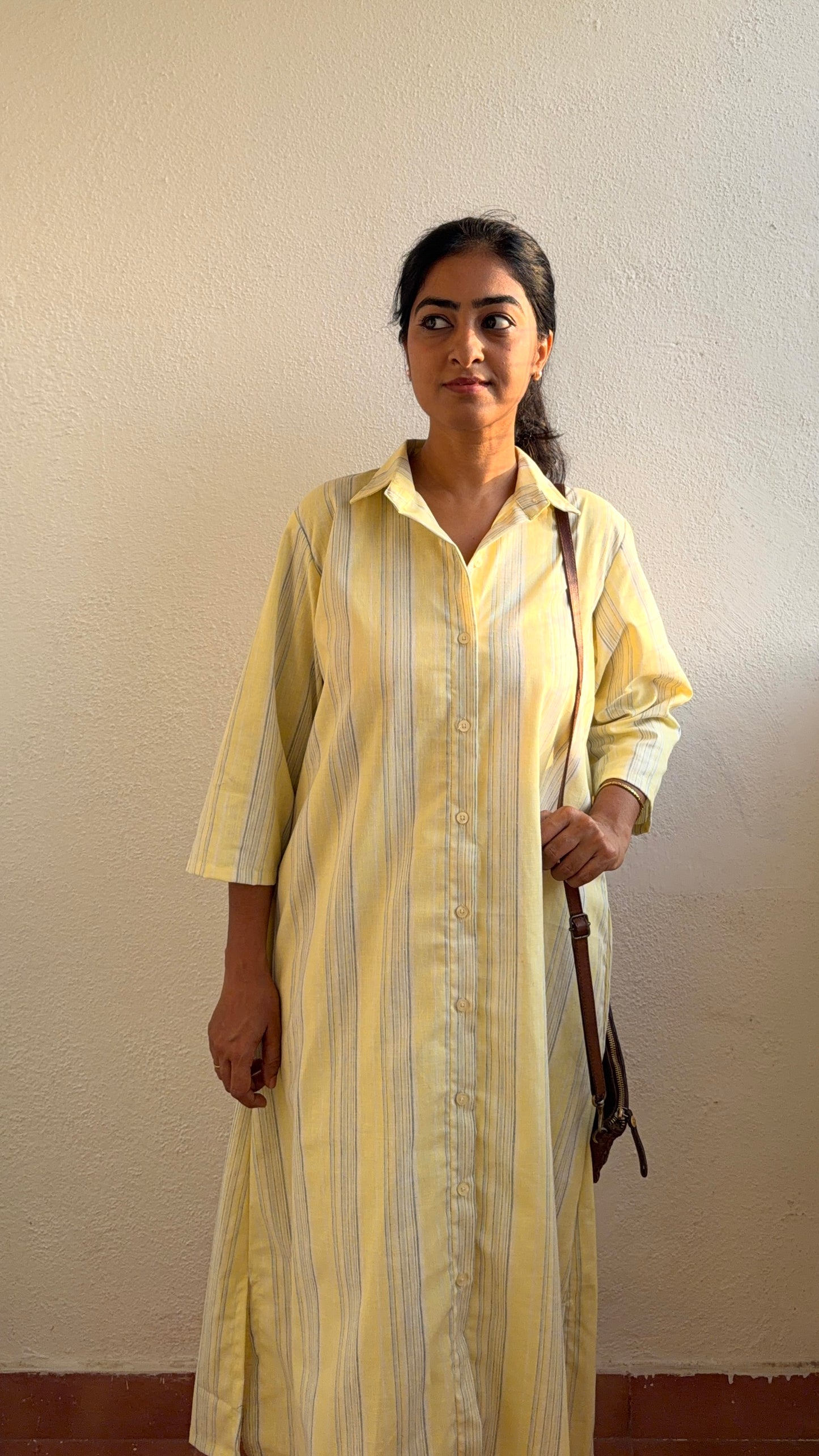 Yellow Stripe – Lumière Workday Shirt Dress