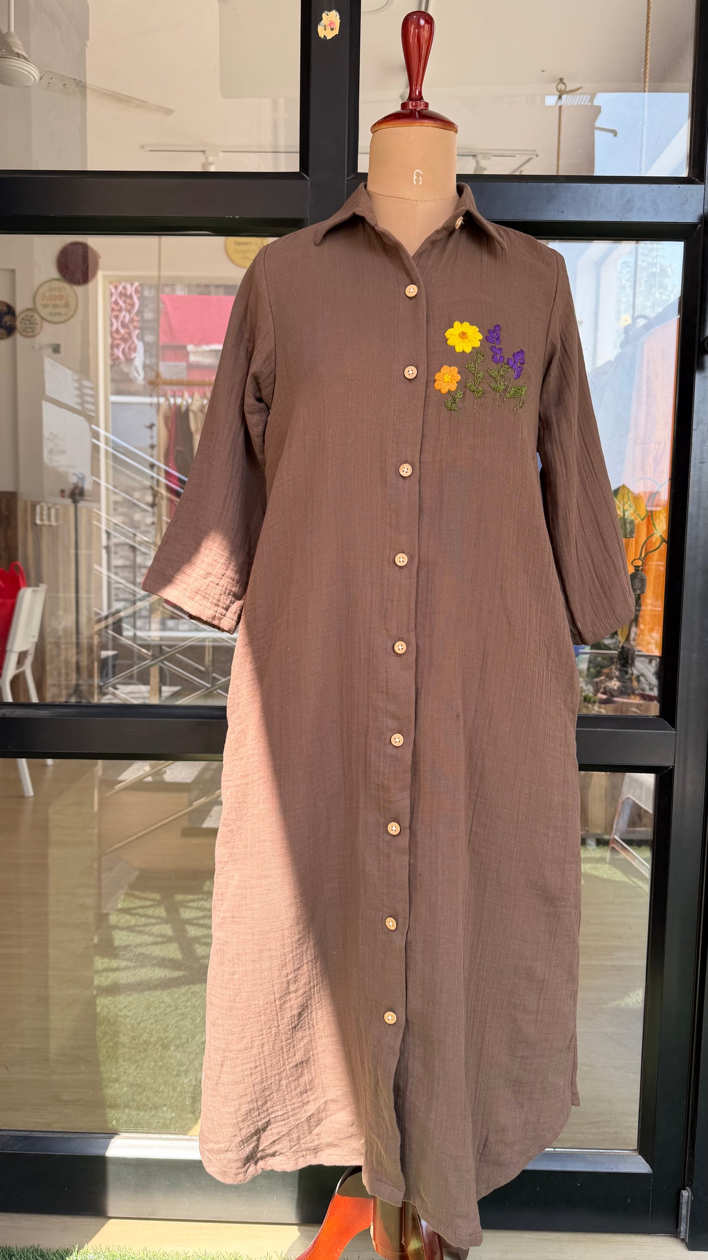 Mocha Meadow Shirt Dress