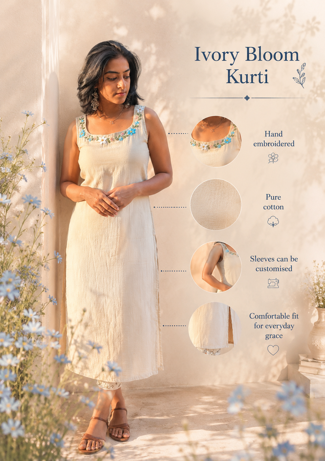 Ivory Bloom Kurti
