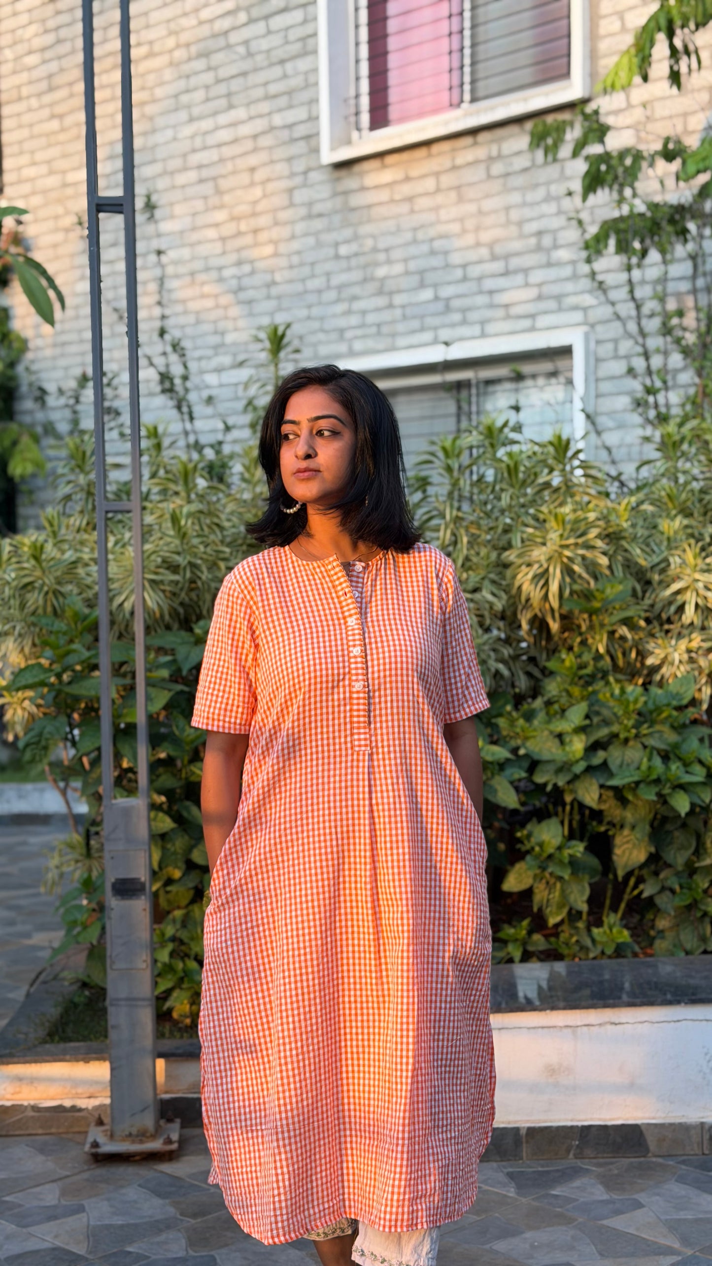 Sunlit Check Kurta Dress
