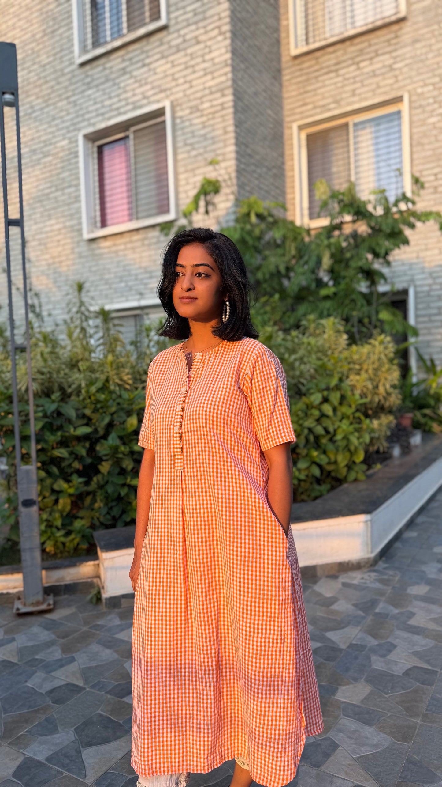 Sunlit Check Kurta Dress