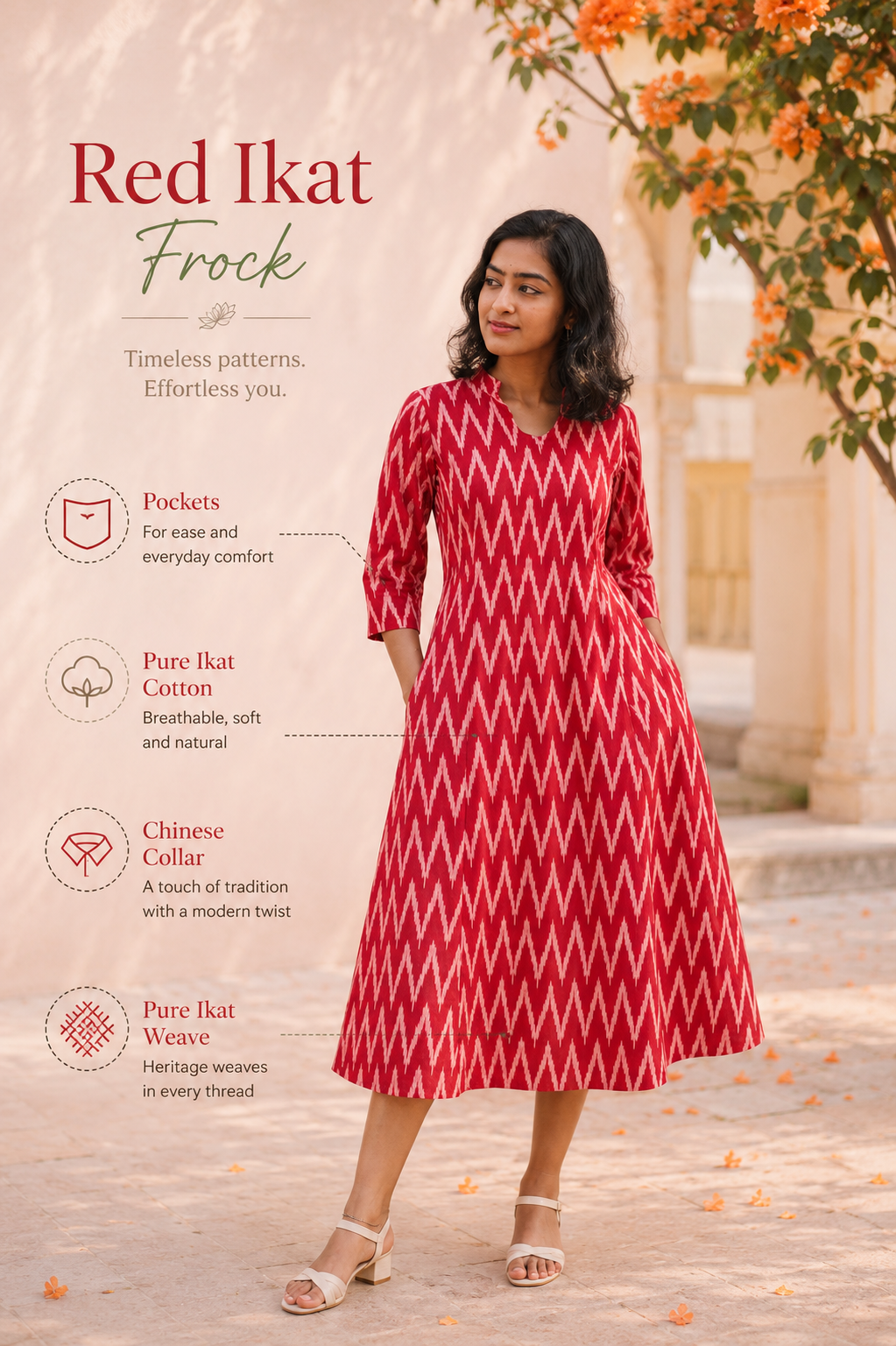 Red Ikat Frock: Perfect for Office or College Wear