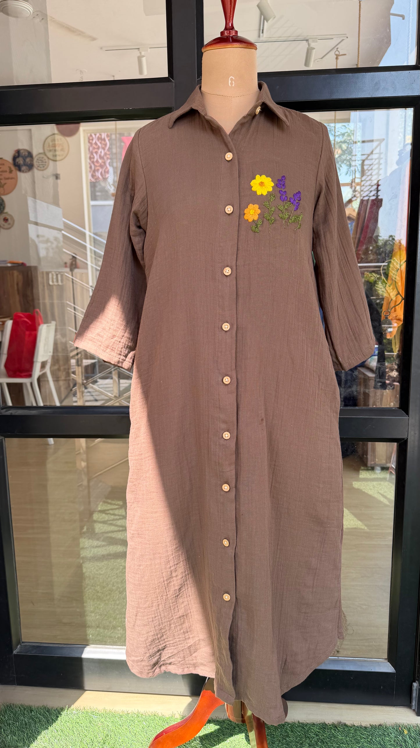 Mocha Meadow Shirt Dress