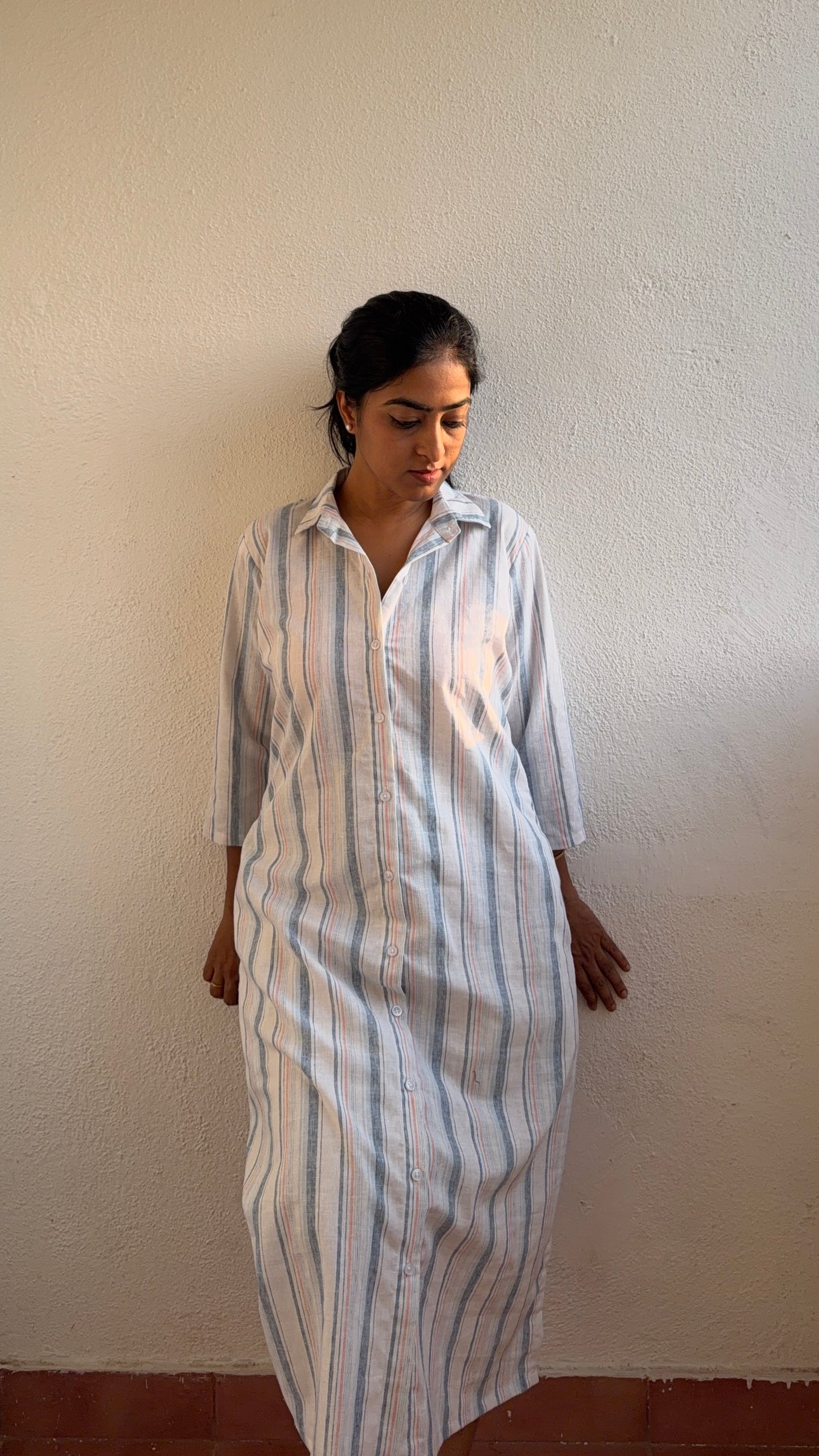 Ivory Stripe – Serene Edit Shirt Dress