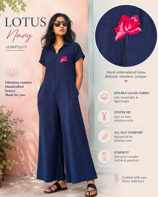 Navy Lotus Jumpsuit