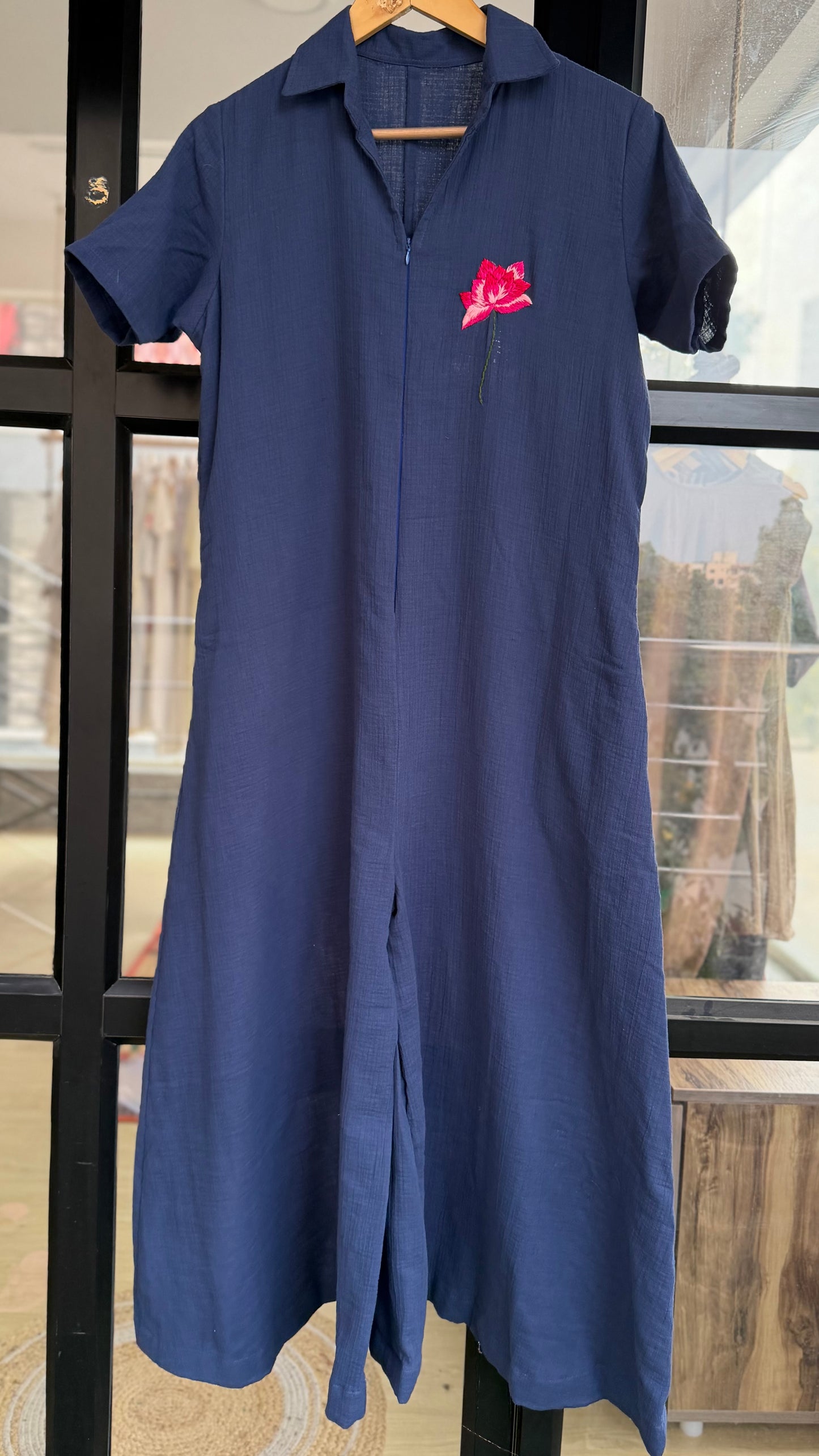 Navy Lotus Jumpsuit