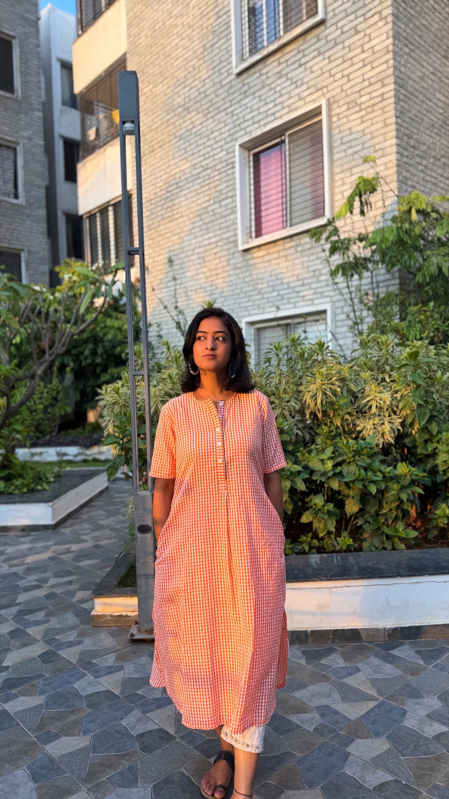 Sunlit Check Kurta Dress