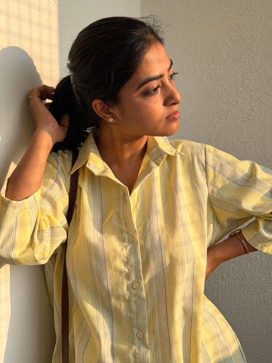Yellow Stripe – Lumière Workday Shirt Dress