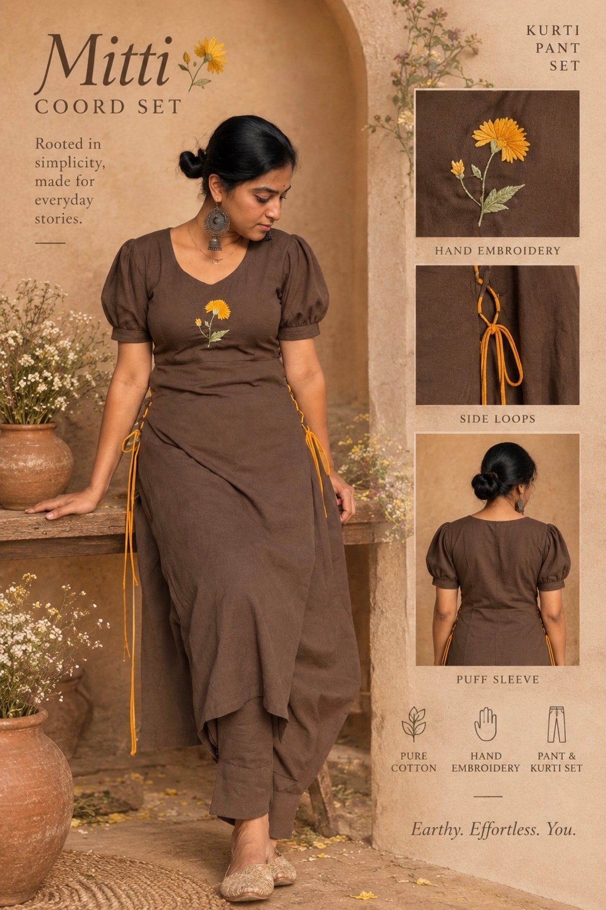 Mitti Kurti And Bottom Set