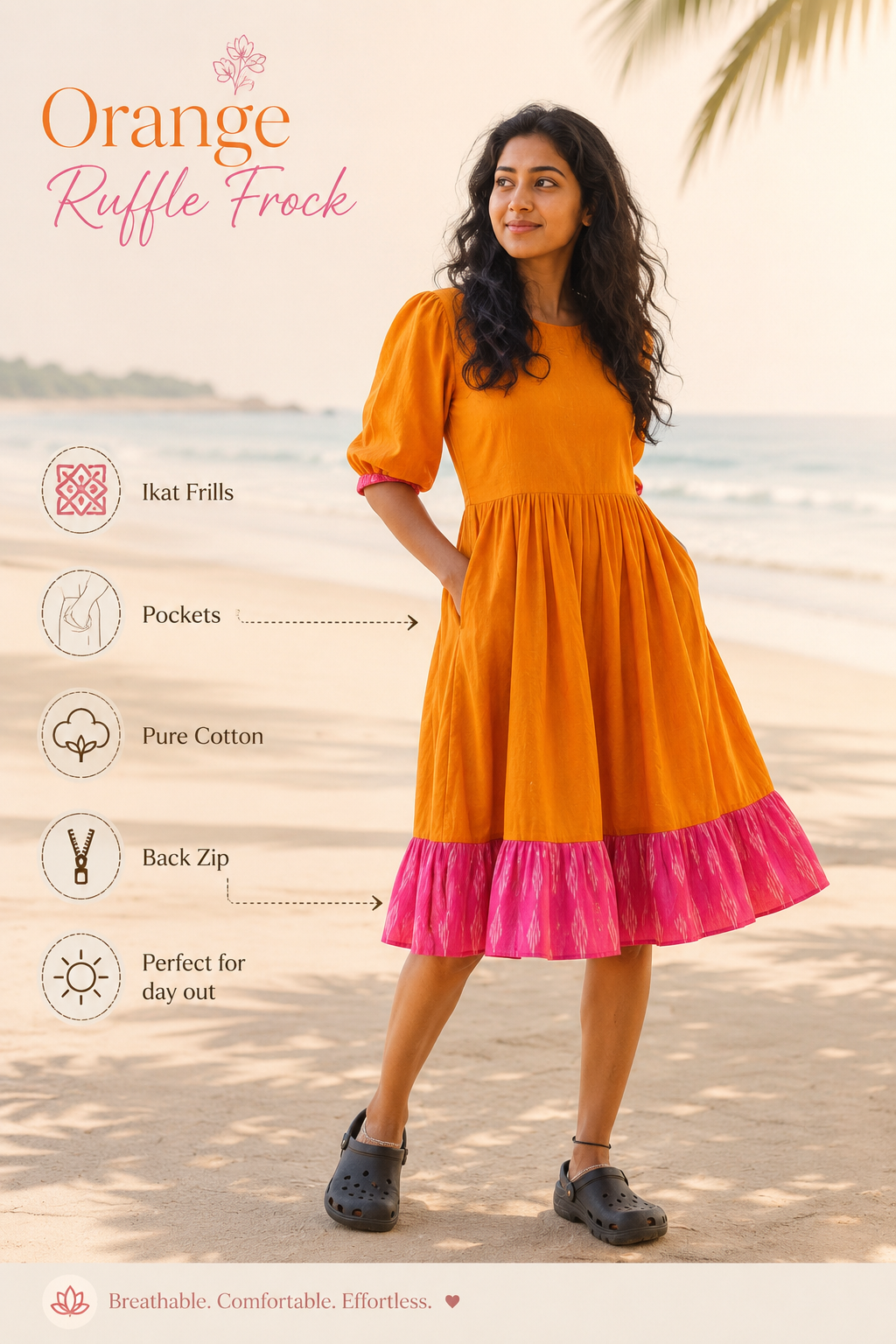 Orange ruffle Frock
