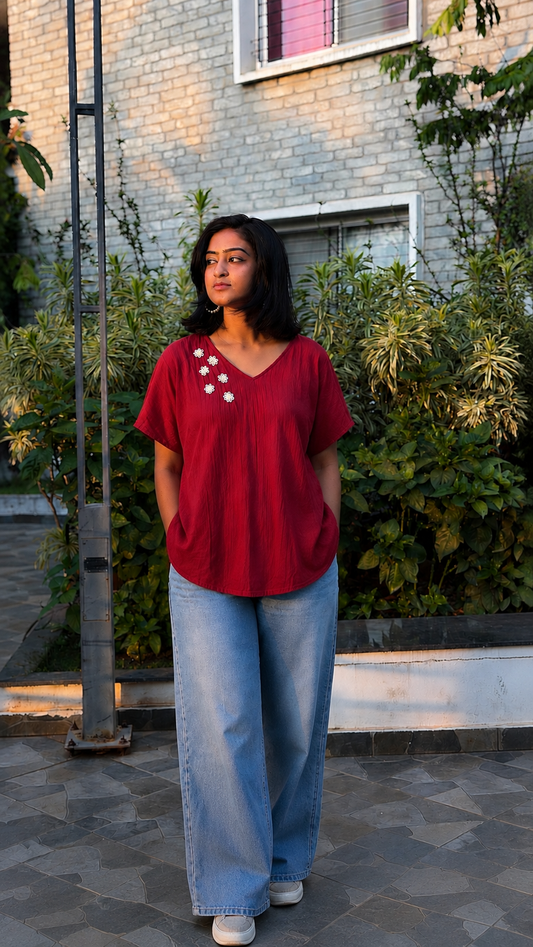 Maroon Daisy-FR1001