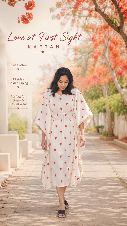 Love at First Stitch Heart Embroidery Kaftan