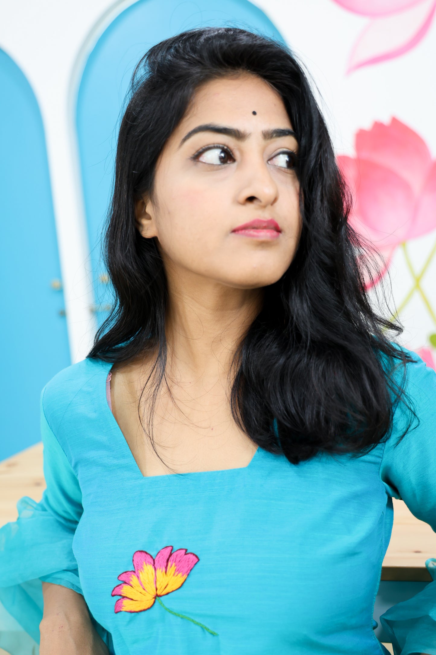 Lotus in Turquoise Kurti And Dupatta