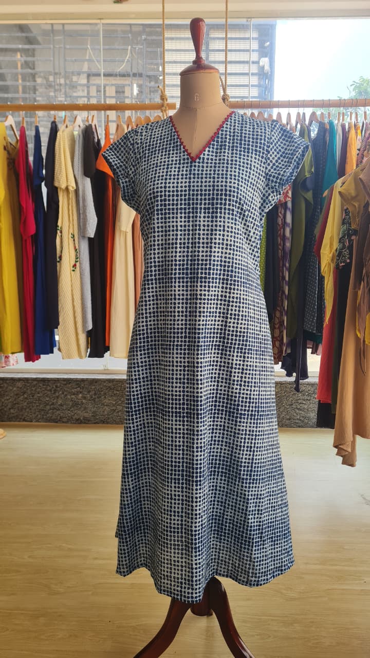 Indigo Polka Breeze Dress-FR1031