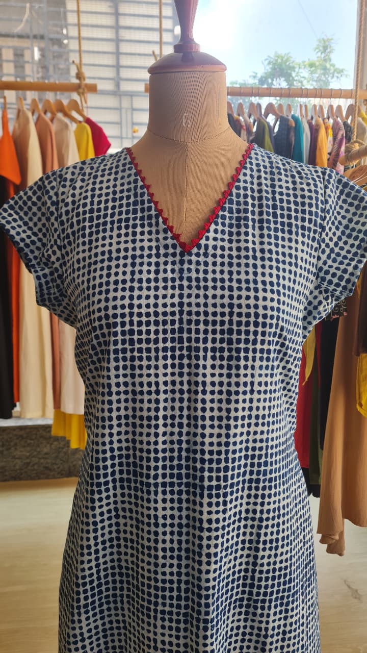 Indigo Polka Breeze Dress-FR1031