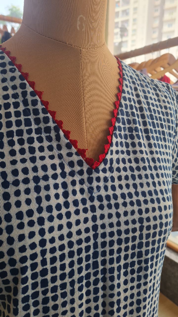 Indigo Polka Breeze Dress-FR1031