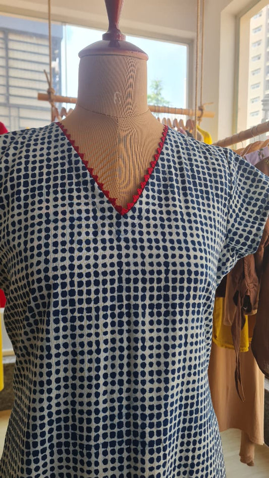 Indigo Polka Breeze Dress-FR1031