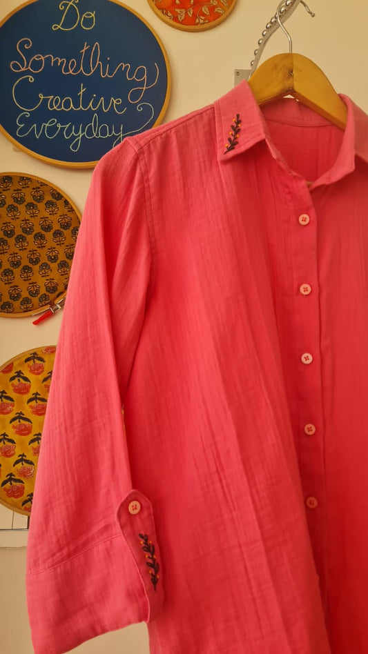 Joy Pink Leaf Shirt(SH0005)