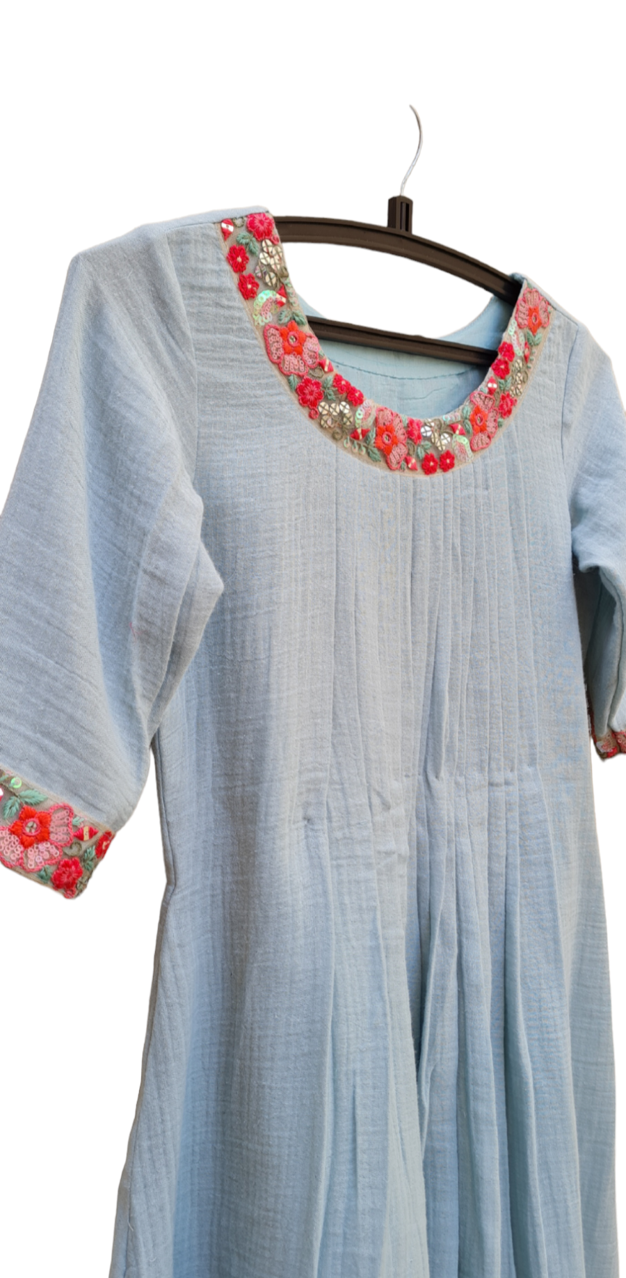 Powder Blue Mul Cotton Frock