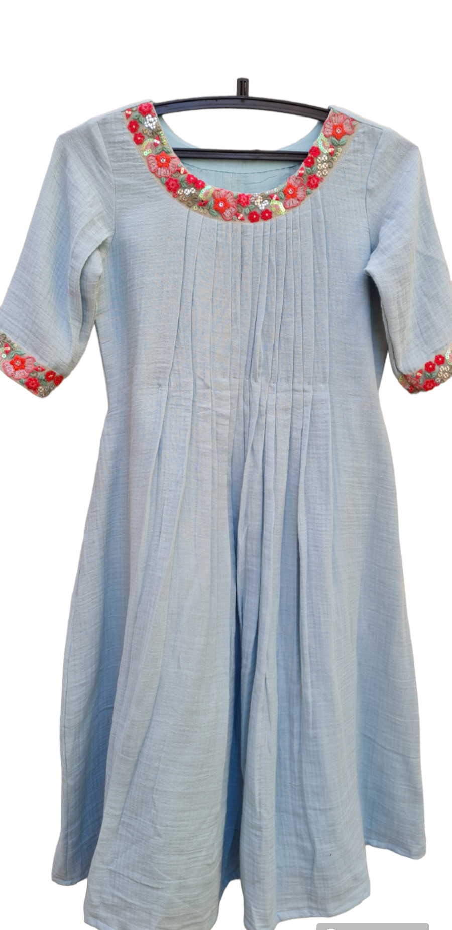 Powder Blue Mul Cotton Frock
