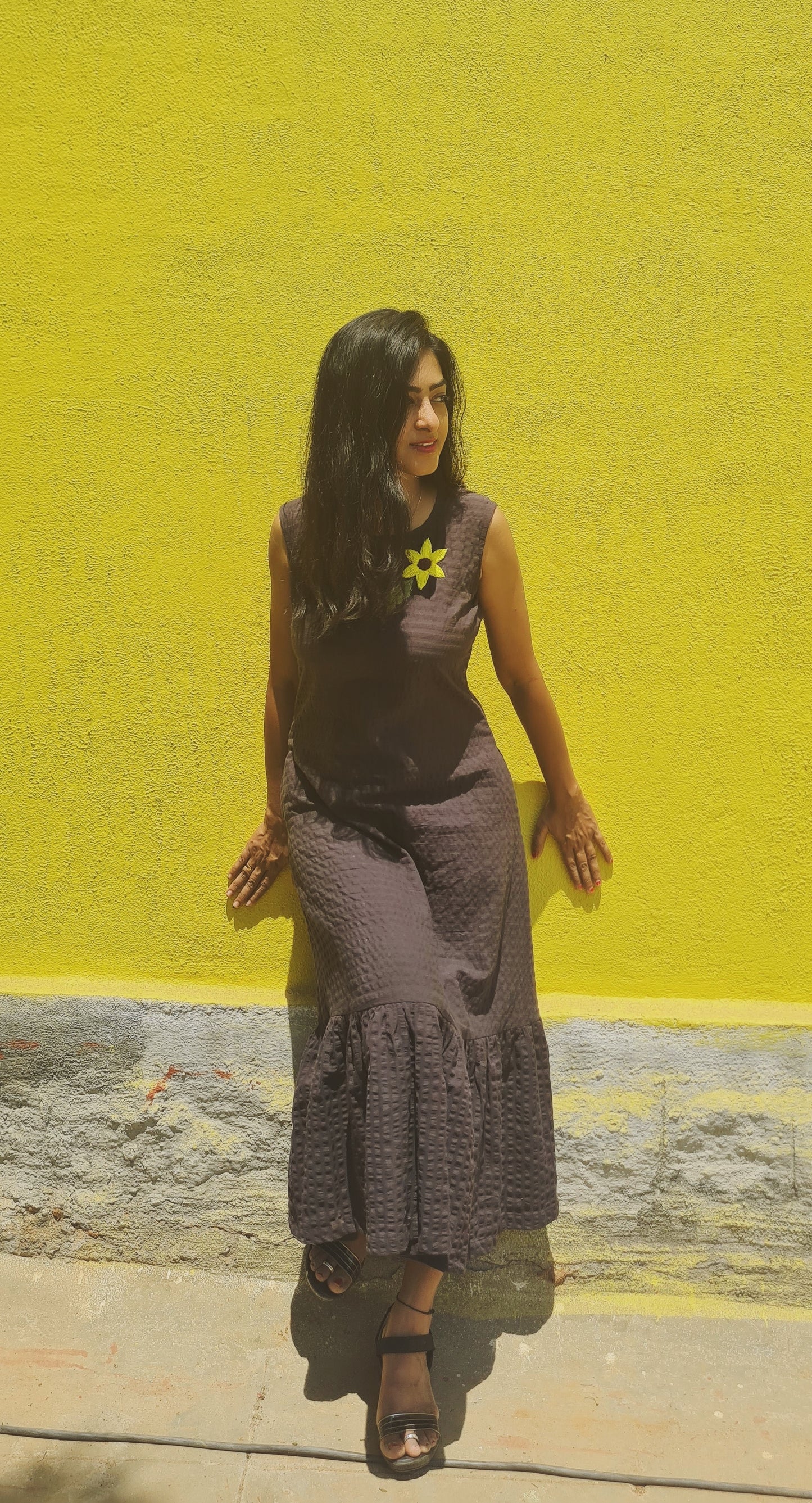 Sunflower black popcorn frock