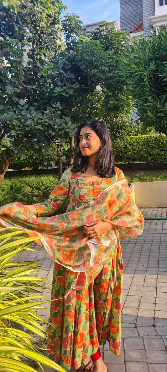 The Garden Frock with Kota Doria Dupatta
