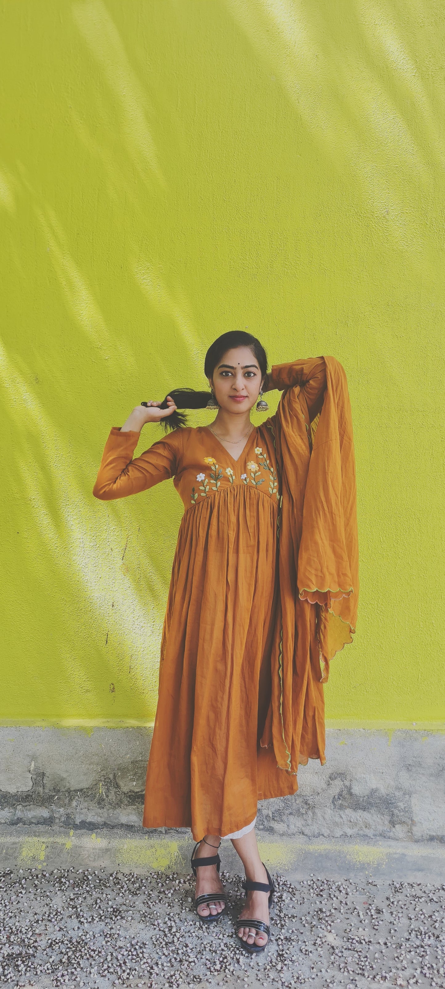 Man vasanai Alia Cut Frock and Dupatta. .Embracing the essence of nature