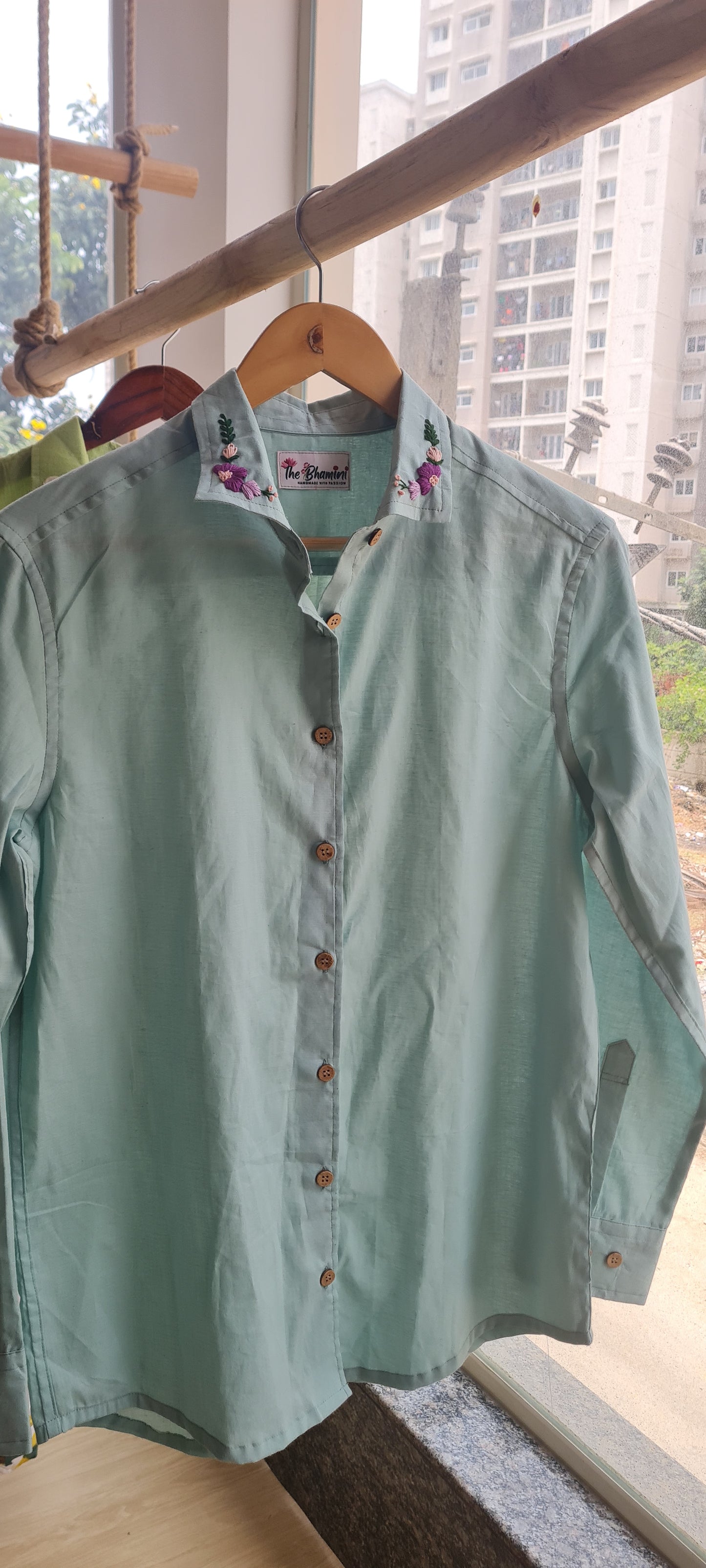 The Pastel Green Embroidered Shirt