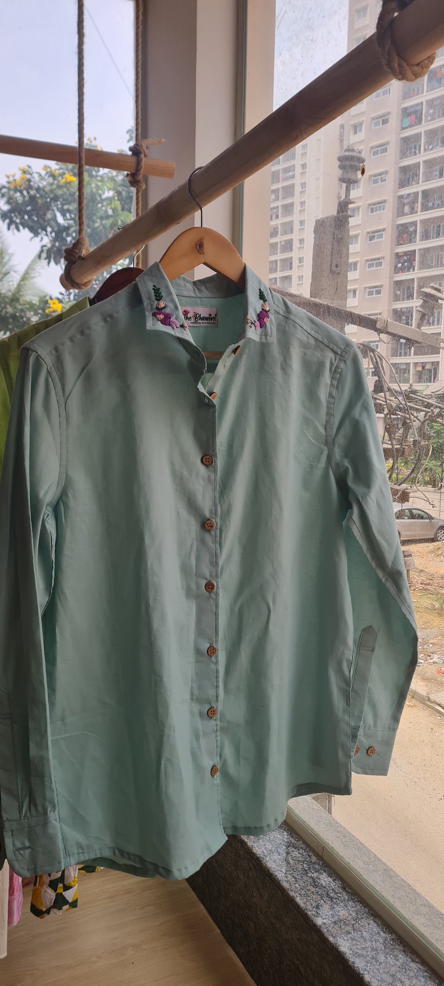 The Pastel Green Embroidered Shirt