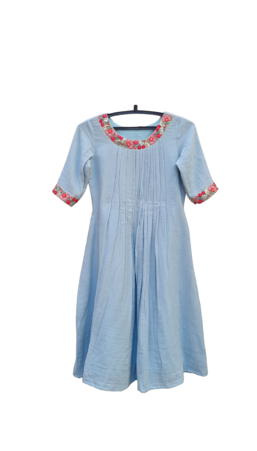Powder Blue Mul Cotton Frock
