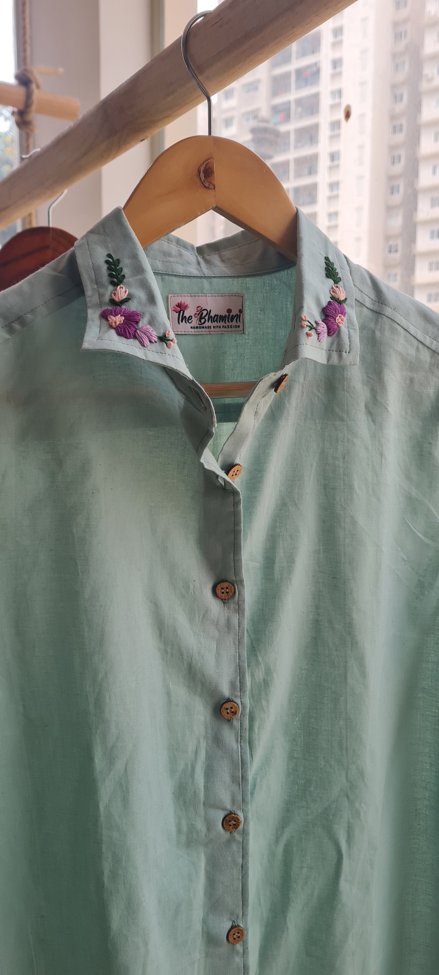 The Pastel Green Embroidered Shirt