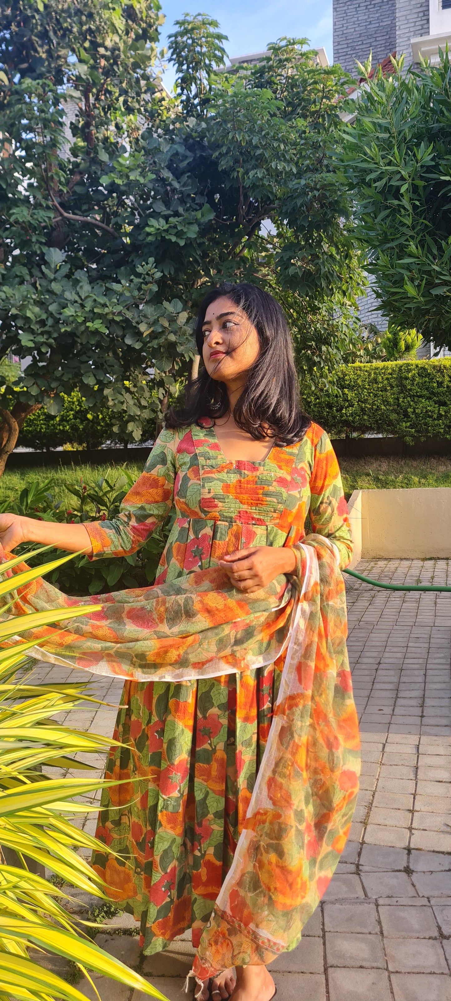 The Garden Frock with Kota Doria Dupatta