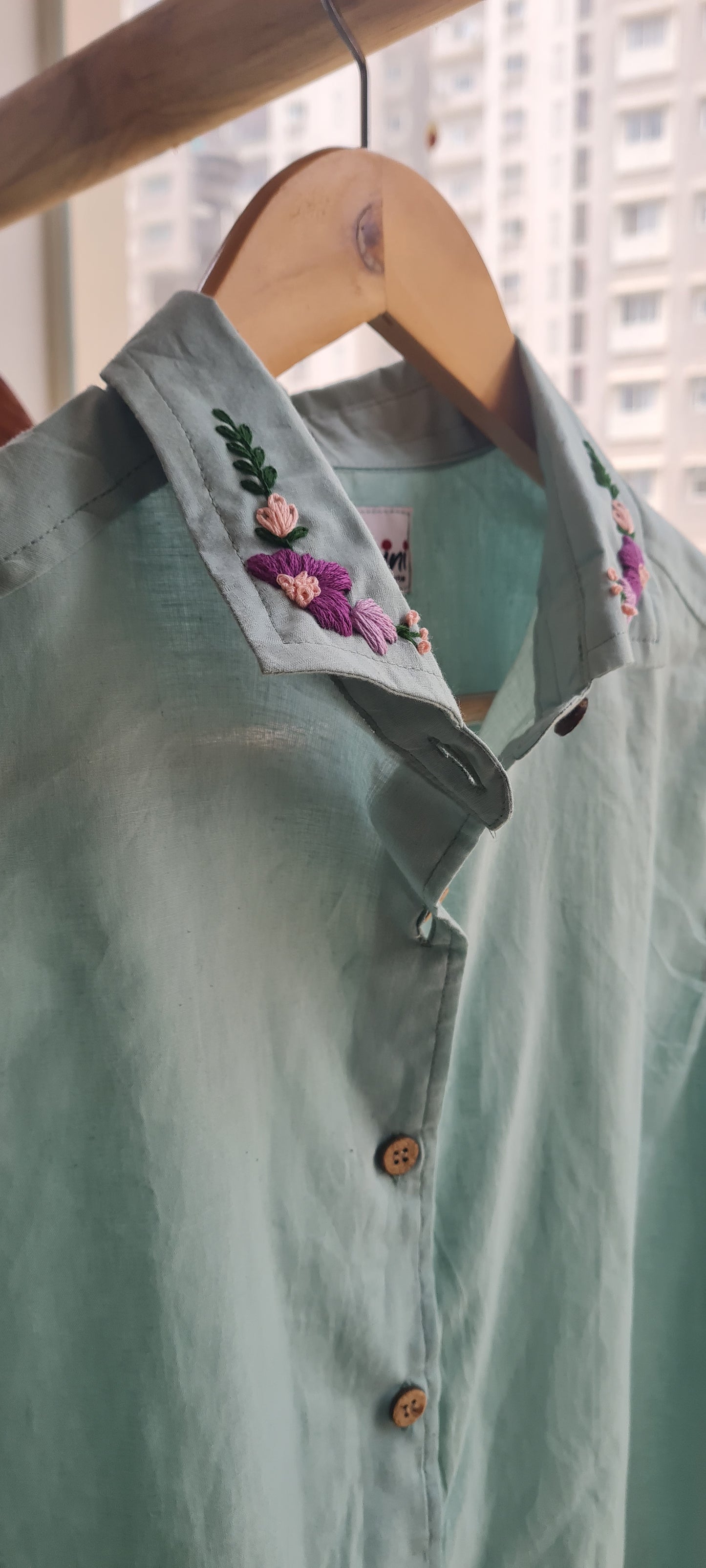 The Pastel Green Embroidered Shirt