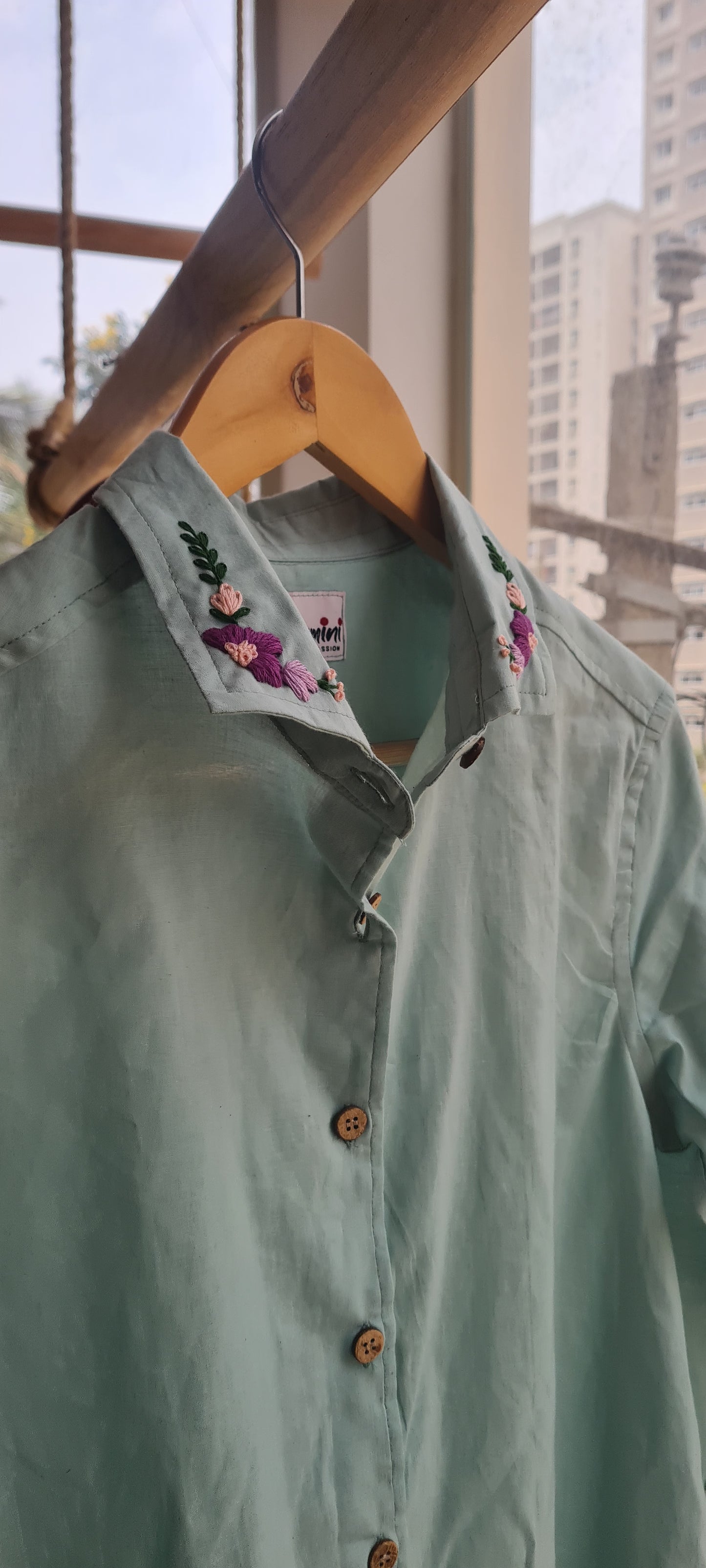 The Pastel Green Embroidered Shirt